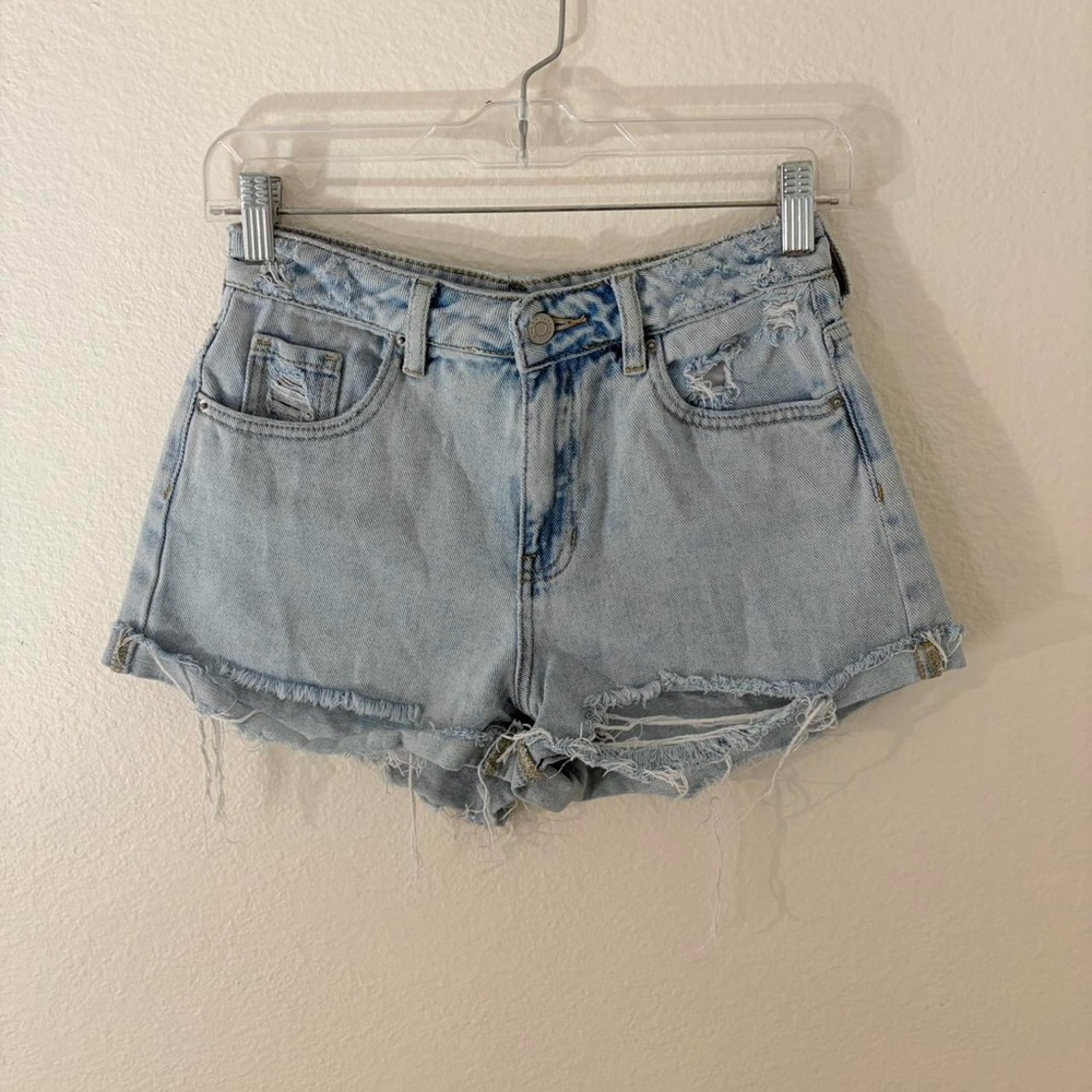 pacsun light wash high waist denim shorts